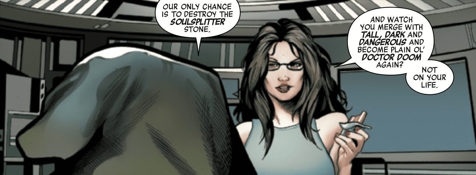 Doutor Destino se torna um Vingador ao dividir sua alma em duas partes em All-Out Avengers #2.