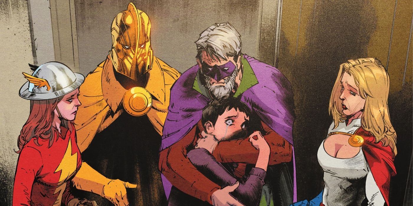 Sociedade da Justiça da América conforta Helena Wayne Huntress