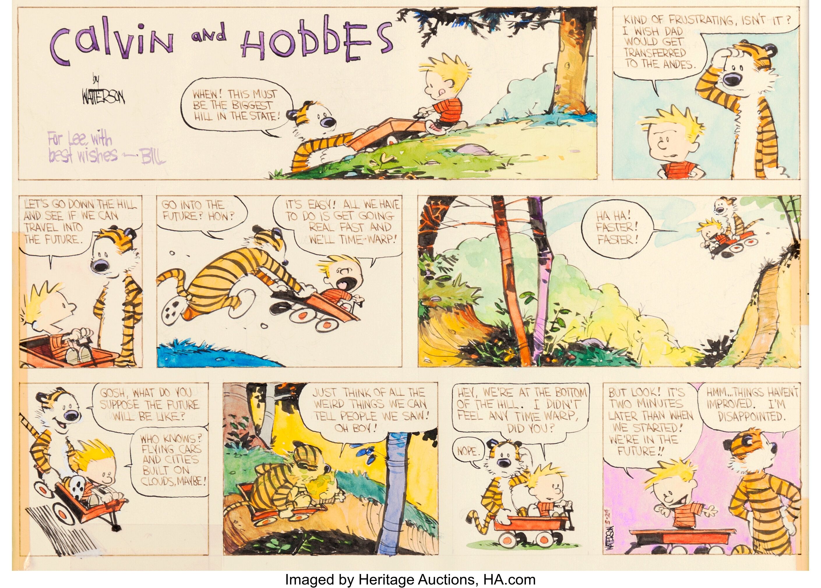Calvin and Hobbes Sunday Strip Art é vendido por quase US$ 500 mil