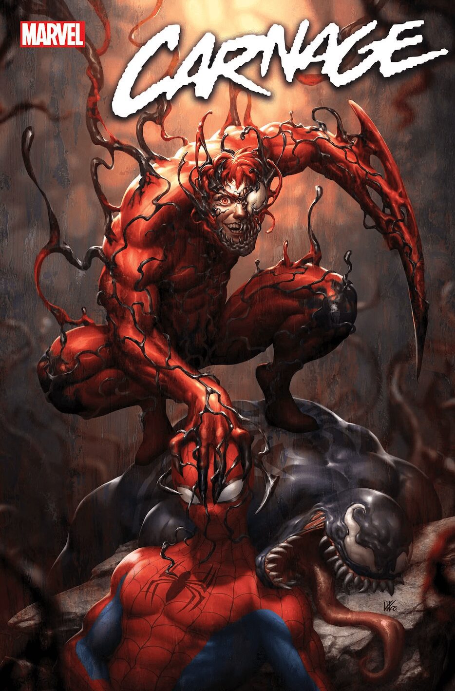 Carnificina reina sobre um Homem-Aranha caído e Venom
