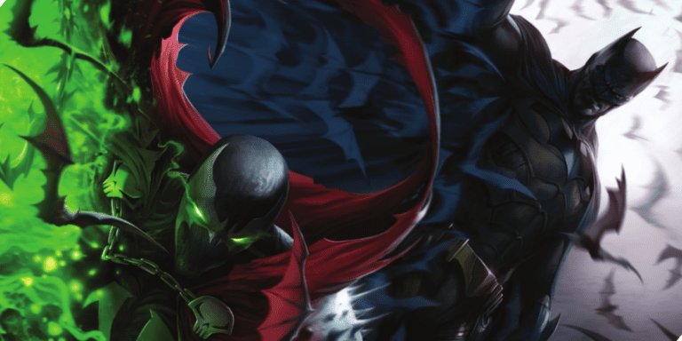 Batman and Spawn standing together
