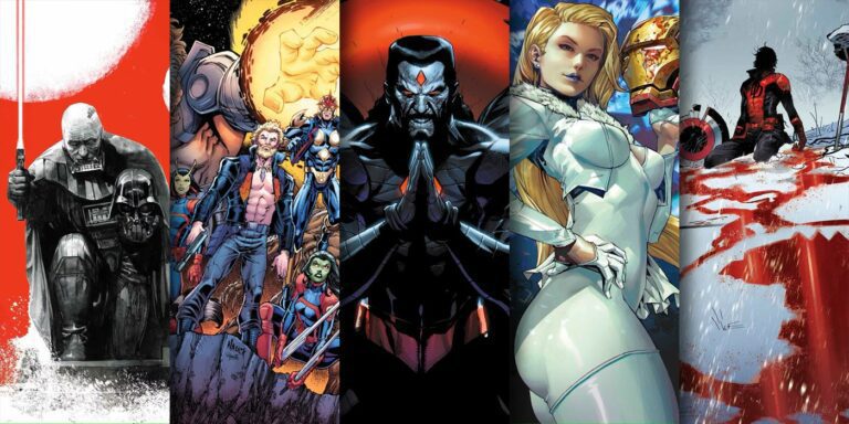 Cover artwork for new Marvel comics out April 26, 2023 features Darth Vader, Mr. Sinister, Daredevil and more.