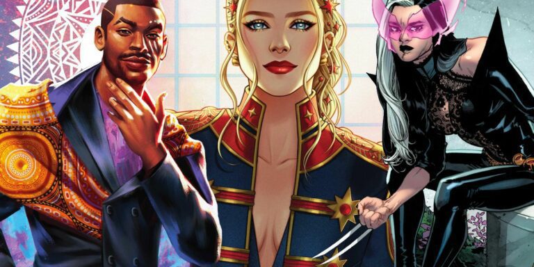 Black Panther, Captain Marvel, Wolverine,Miles Morales and more show off their Hellife Gala outfits.