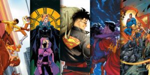 Cover artwork for new DC comics out April 18, 2023 features Superboy, the Flash, Superman, Batgirl and more.