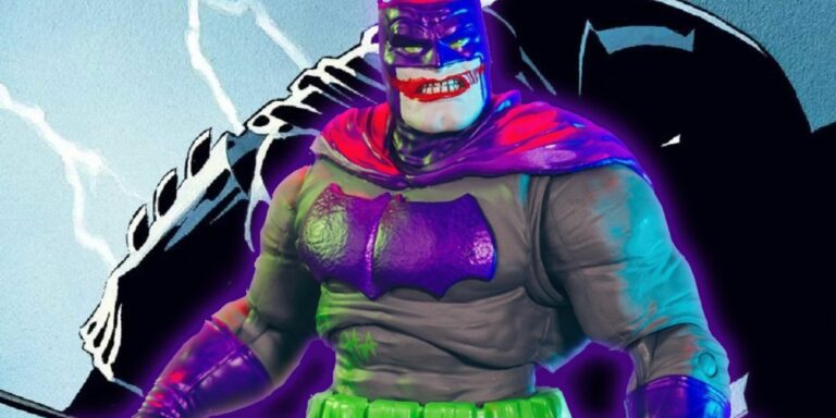 Batman becomes Jokerized in McFarlane Toys' newest Dark Knight Returns gold figure.
