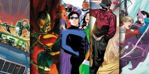 Cover art for new DC comics out May 23, 2023 features Doom Patrol, Green Lanterns, Cyborg Superman, JSA and more.