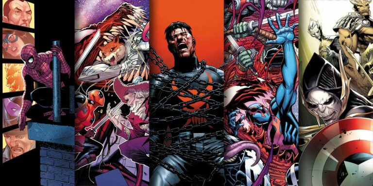 Cover art for new Marvel Comics out May 31, 2023 features Spider-Man, Punisher, Deadpool, Spider-Man 2099 and more.