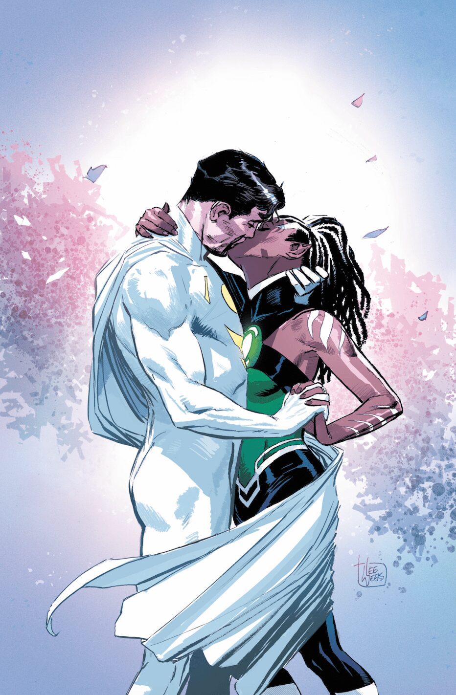 Superman: Lost arte da capa por Lee Weeks provoca um caso entre Clark Kent e um Lanterna Verde.