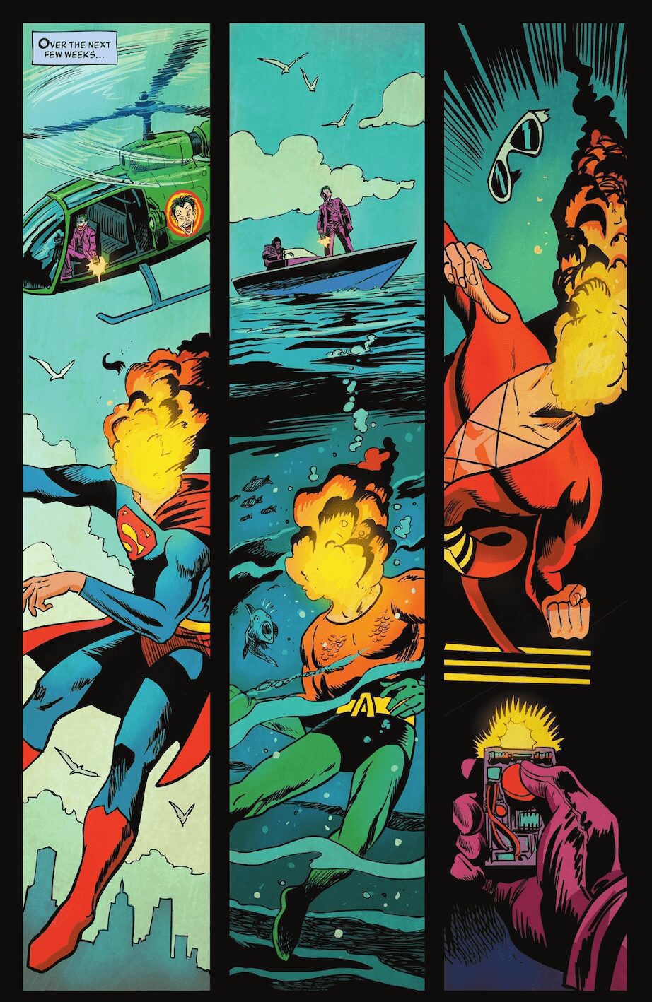 O Coringa mata Superman, Aquaman, Homem-Borracha e Lanterna Verde em uma nova história de backup.