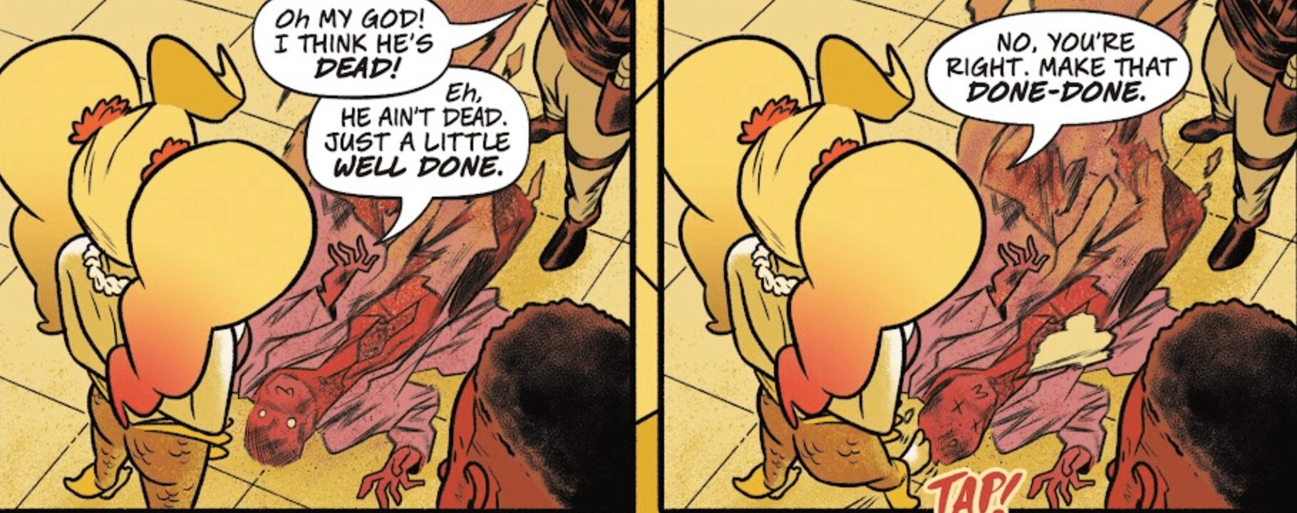 Harley Quinn mata Barry Allen despejando muitos produtos químicos nele enquanto viaja no tempo.