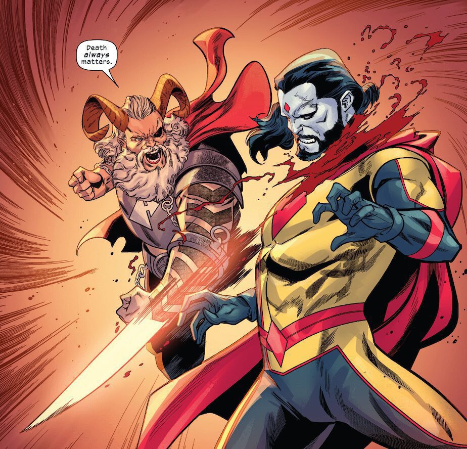 O final de Sins of Sinister dos X-Men mostra o Senhor Sinistro sendo decapitado por Jon Ironfire.