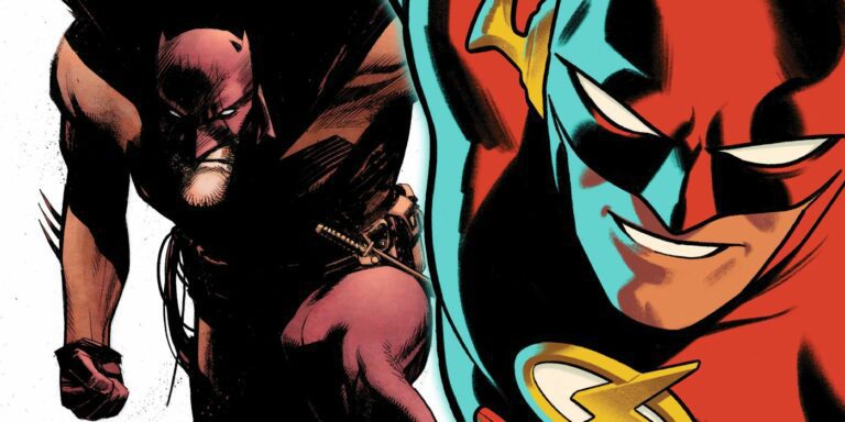 The Flash/Wally West beside Batman/Bruce Wayne from DC's White Knight Universe.