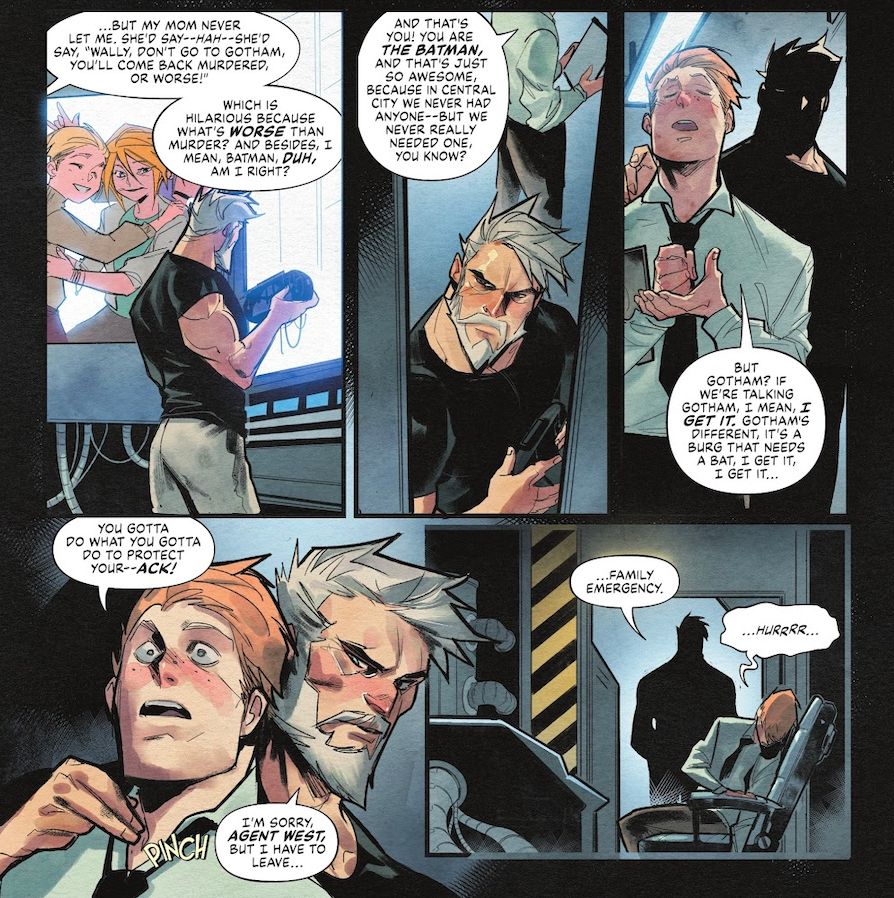 Wally West é nocauteado por Bruce Wayne em Batman: White Knight Presents - Generation Joker #2 (2023).